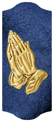 DARAY-C-516-GD-SH-BL Gold Praying Hands Shimmer Blue